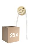 Monipakkaus 25x Universal GU10 Kanta - Universele GU10 Fitting - Valkoinen 0.1m - 2 pole 0.5mm2 (Varten Noxion)