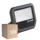 Monipakkaus 12x Ledvance LED Valonheitin Aluminium Musta 17W 2400lm 100D - 865 Päivänvalo Valkoinen | IP66 - Symmetrinen