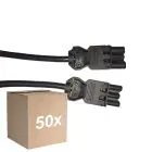 Monipakkaus 50x Noxion GST - Yhteensopiva Jatkojohto Musta - Uros + Nainen - 1,5m - 3 pole 1,5mm2