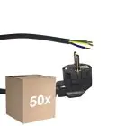 Monipakkaus 50x Noxion Power Virtajohto Musta - Schuko Europlug + Avoimet päät - 3m - 3 pole 0,75mm2